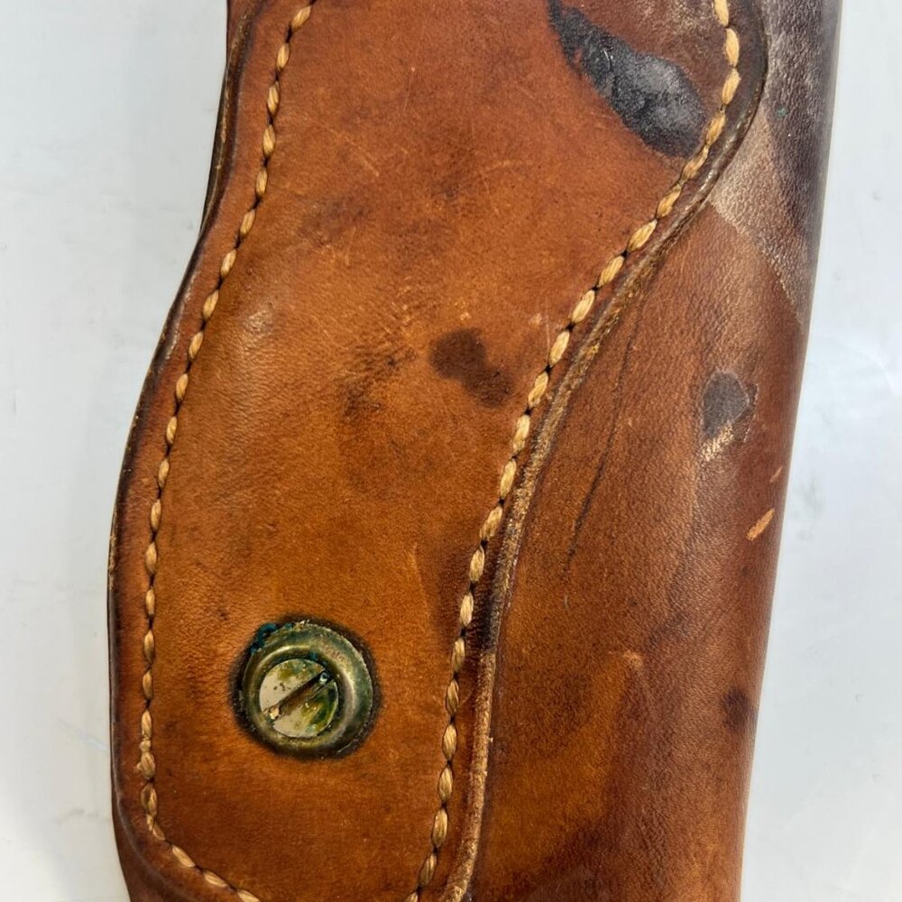 Vintage Leather Holster with Button Stitched Durable Collectible Brown - Picture 2 of 3